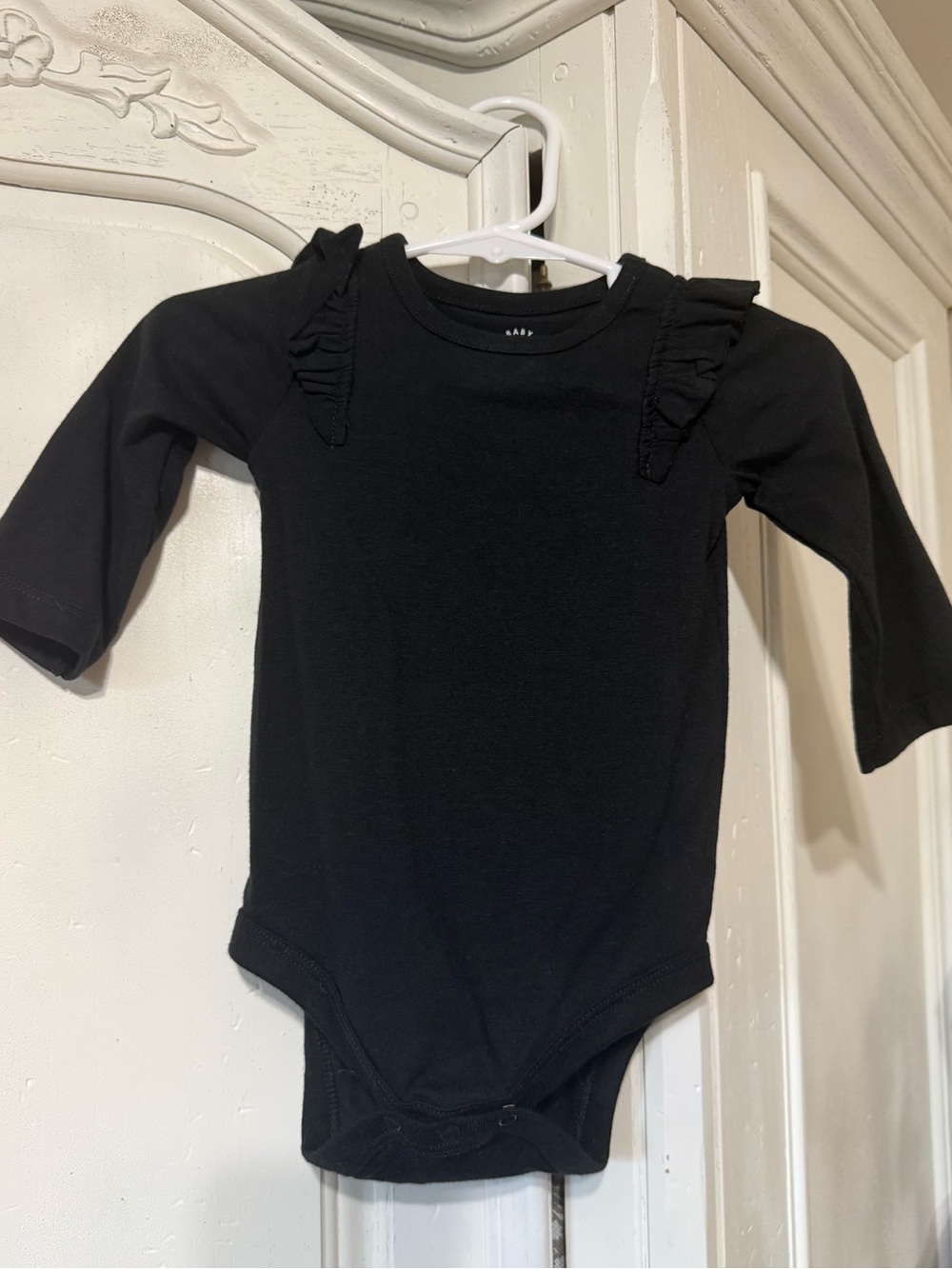 2 for $10 Cat & Jack Black Long-Sleeve Ruffle Shoulder Bodysuit